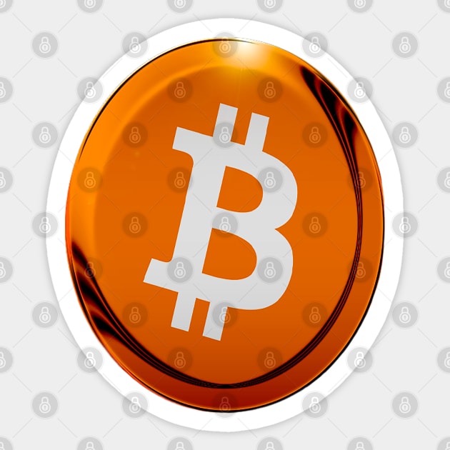 Bitcoin Button - Chrome Sticker by LunarLanding